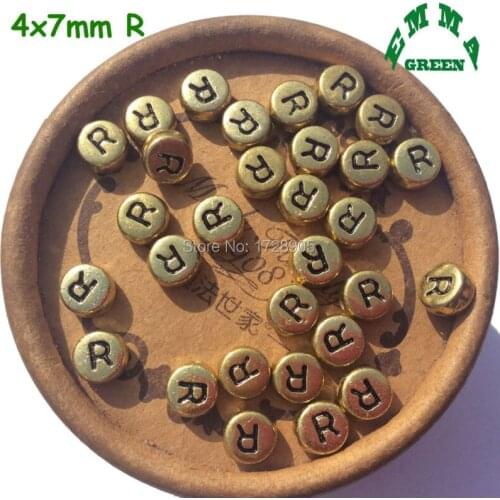 Vintage 3600 Pieces Flat Round Single Alphabet Gold Letter A B C D E F G H I J K L M N O P Q R S TO Z Bead 4x7mm For DIY Jewelry