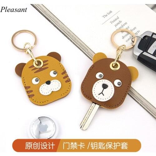 2021 Cartoon Cute Cat Tiger Pig Key Cover PU Leather High Quality Key Protection Cover Lady Key Ring Small Jewelry Gift