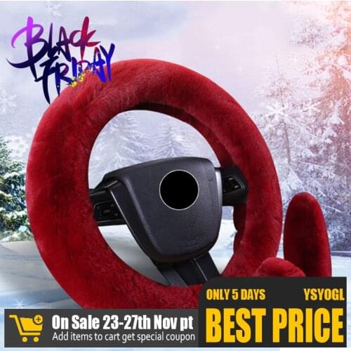 3pcs/set Warm Steering Wheel Cover Plush 8 Colors Car Steering Wheel Cover Set for Women Girl Universal Car Interior Accessories