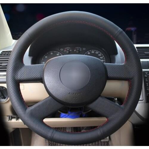 Black Artificial Leather Car Steering Wheel Cover for Volkswagen VW Polo 2003 2004 2005 2006