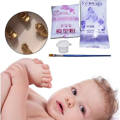 Baby 3D Hand & Foot Print Mold Powder Plaster Casting Kit Handprint Footprint Keepsake Gift Baby Growth Memorial Birthday Gift