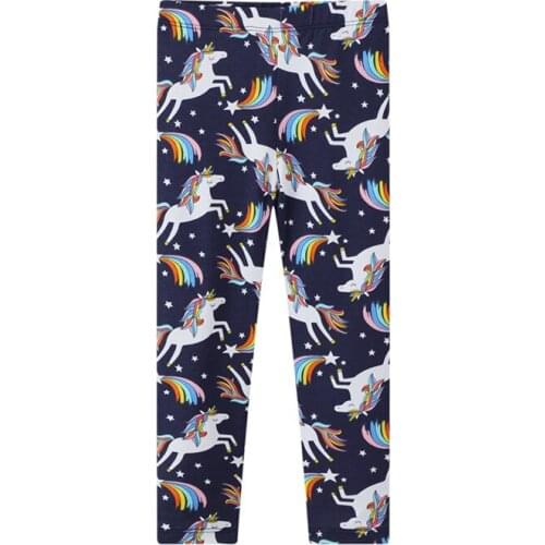 Rainbow Unicorn Leggings Cute Night Color Girl Pants Soft Elastic Cotton Pants Kids Trousers For 2T-7T