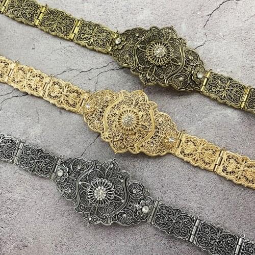 Caucasian Ethnic Lady Gown Belt With Rhinestone Inlay Wedding Dress Decorative Waist Chain Jewelry Gift Adjustable Length