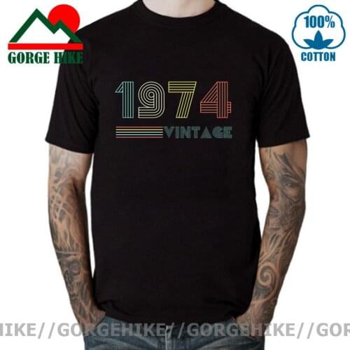 GorgeHike Vintage 1974 T-Shirt Cotton Men T Shirt Men Black Top Black T-Shirt Hip Hop T-Shirts Plain T Shirt Anime Tshirt camisa