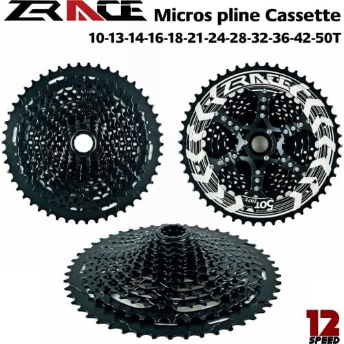 ZRACE Black 12s Micro Spline Cassette 12 Speed MTB Bike Freewheel 10-50T Black for Microspline Freehub M9100/M8100/M7100 12v MS