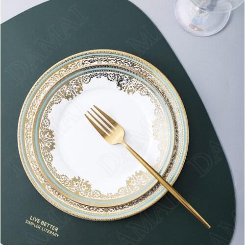 Golden Stroke Ceramics Plate Breakfast Cake Dish Fruit Salad Plates Afternoon Tea Snack Dishs Dining Table Kitchen Utensils Tray