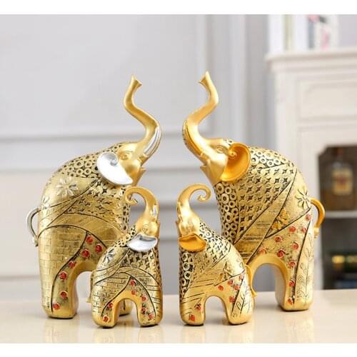 Creative Home Artwork Statue Elephant mother and child Resin Crafts Retro Ornaments Office Desktop Decoration