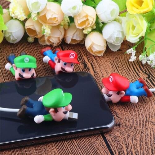 Cute Charging Cable Protector Classic Super Mario Data Cable Organizer Cartoon Durable Winder Usb Line Management For Iphone