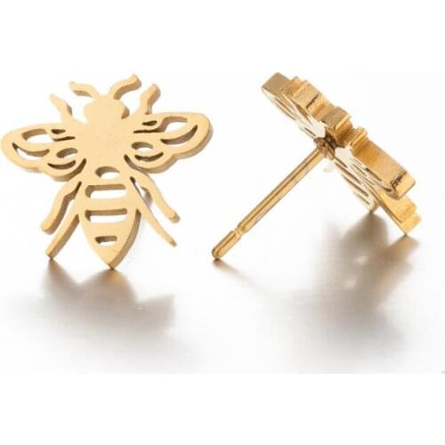 Stainless Steel Unique Insect Stud Earring for Women Men Simple Gold Bee Ladybug Scorpion Dragonfly Hedgehog Earring Jewelry