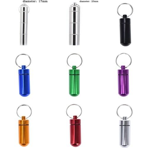 New High Quality Portable WaterProof Mini Blue Aluminum Keychain Tablet Storage Box Bottle Case Holder