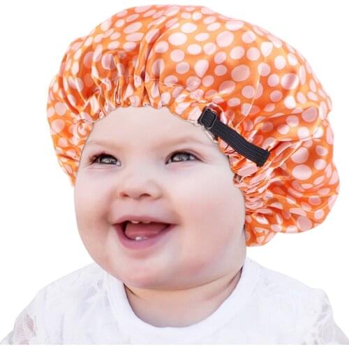 New Kids Satin Bonnet Cap Girls Extra Large Night Sleep Cap Adjustable Turban Chemo Hat Hair Care Head Cover Hair Loss Hat