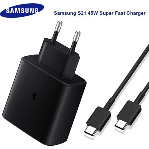 Original Samsung Super Fast Charger 45W Quick Adapter Double Type C Cable For Galaxy S21 S20 Ultra S10 Plus S10E Note 10 Pro A81