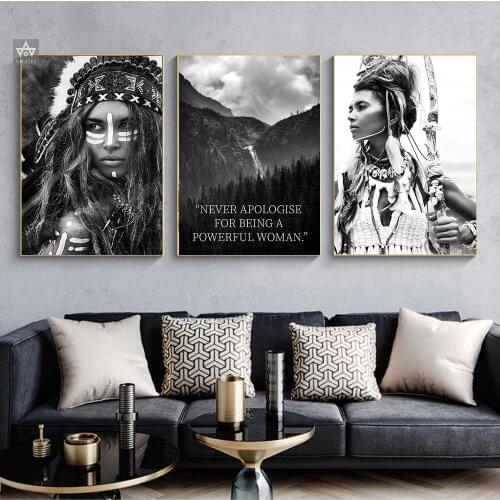 Black White Prints Fashion Strong Warrior Woman Powerful Quote Posters Nordic Canvas Wall Art Paintings Living Room Home Decor