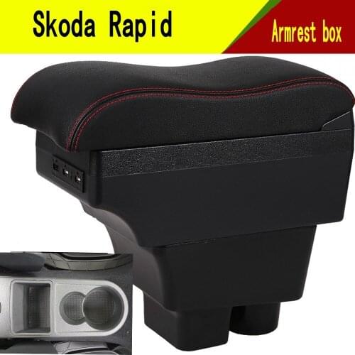 FoFor Skoda Rapid Armrest box cen Armrest box central Store content Rapid armrest box with cup holder ashtray with USB interface