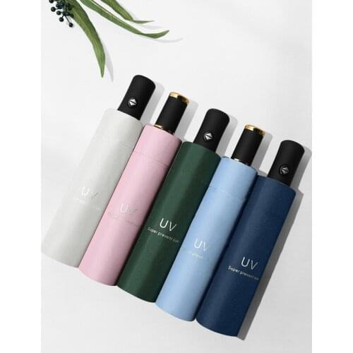 Fully Automatic Uv Folding Rain Sun Dual-use Three-fold Umbrella for Men and Women, Small Fresh Vinyl Sunscreen, Good Quality