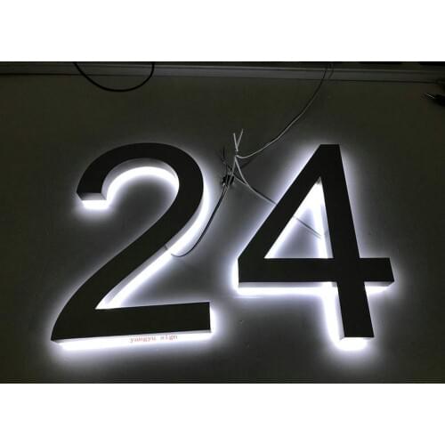 Custom outdoor 3d for signage backlit stainless steel lighted house number with illumination