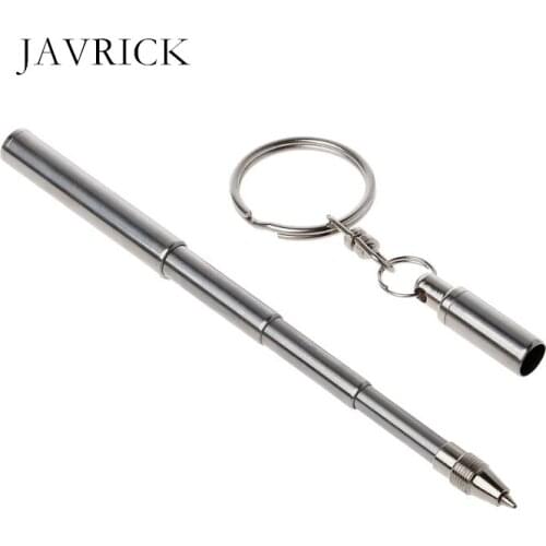 Portable Stainless Steel Telescopic Ballpoint Pen Metal Key Ring Keychain Tools Clothes Decoration Gifts