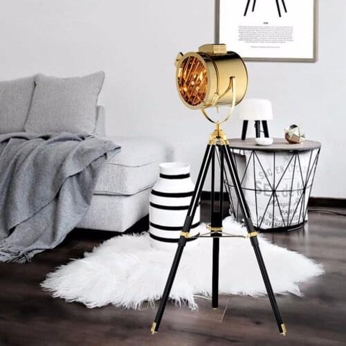 Retro Studio Tripod Floor Lamp AC110-220V Sliver Gold Color Floor Lights Wood standing lamp For room decor indoor lighting