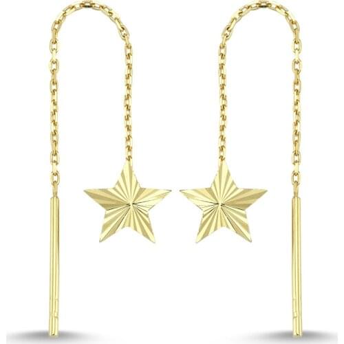 14K (585) Gold Eardrops Mini Star Earrings