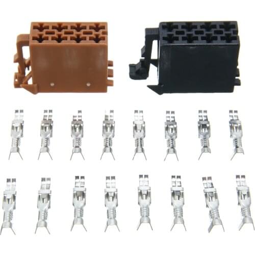2pcs 8 Pin Male ISO Car Stereo Radio Wiring Harness Connector Adaptor Block Loom with 16pcs Female Pins