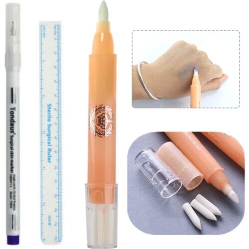 Tattoo Skin Marker Pen Microblading Eyebrow Positioning Pen With Measuring Ruler+Magic Eraser Pen Tattoo Scribe Tools