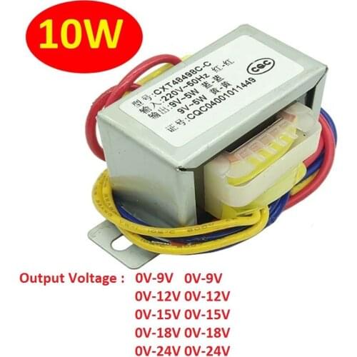 EI48 Power Transformer 10W DB-10VA Input AC 220V~50HZ Output AC Dual 9V 12V 15V 18V 24V Independent Winding Two Outputs