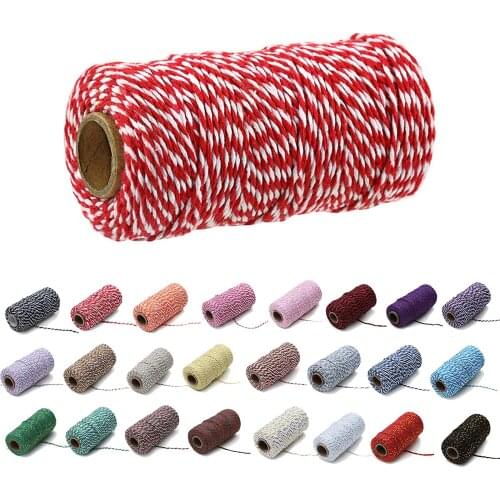 100M/Roll Cotton Bakers Twine String Cord Rope Two-color Cotton Craft Twine Home Textile Gift Packaging Christmas Wedding Decor