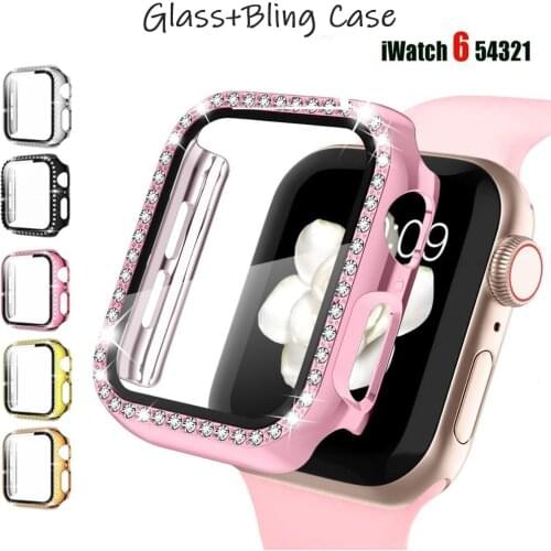 Glass+Case For Apple Watch series 6 5 4 3 Se 44mm 40mm 42mm 38mm iWatch Tempered Screen Protector+cover Apple watch Accessories