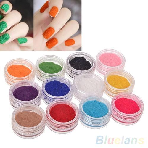 12 Colors Women Velvet Flocking Powder Nail Art Polish Fingernail Manicure Tools Can be mixed with nail polish for velvet