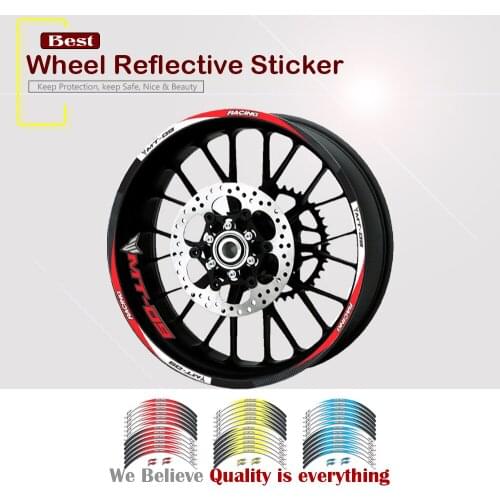 Motorcycle 12 Strips Sticker Decals Reflective Waterproof Wheel Decals For Yamaha MT09 MT-09 MT 09 SR FJ-09 TRACER 2014-2021