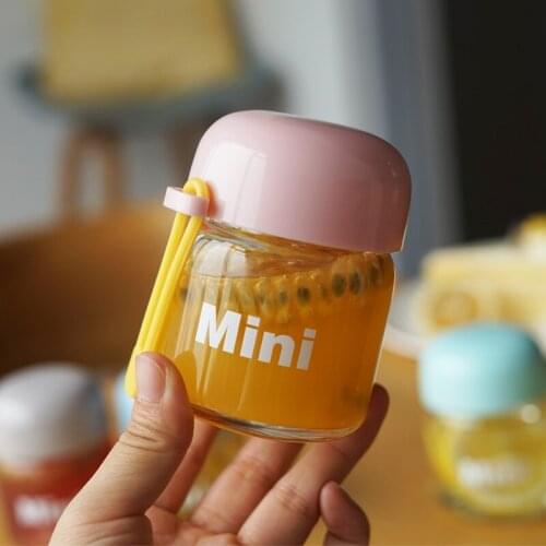 150 ML Simple Glass Cup Creative Mini Cute Word Milk Juice Tea Mug With Lid/Sleeve Portable Rope Valentines Day Christmas Gifts