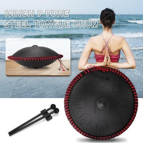 16 inch 9-Tone D Minor tones Steel Tongue Drum Hand Pan Drums with Drumsticks Percussion Drummers Musical Instruments percussion