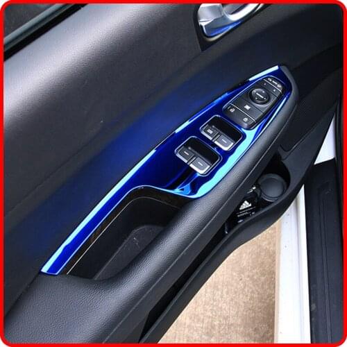 4PCS Window Glass Lifting Control Button Panel Stainless Steel Material Decorative Frame For Kia K5 2016-2019 Car Accessories