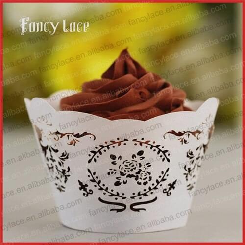 50pcs Laser Paper Cake Liners Cupcake Rose Lase Fondant Cakes Cupcake Wrapers Party Table Decorations Supplies