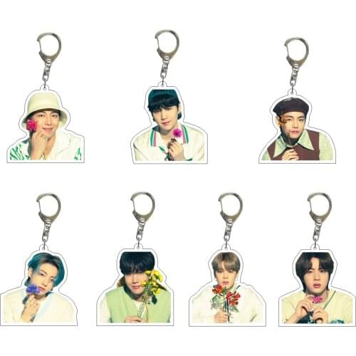 7Pcs/lot Korea Festa 2021 Muster SOWOOZOO Acrylic Keychain Kpop Jungkook Jimin V Jin Jhope Suga Figure Pendant Keyring Gift Toy