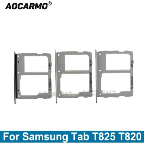 AocarmoSim Card Tray MicroSD SD Slot Holder Replacement Parts For Samsung GALAXY Tab T825 T820 S3 LTE SM-T819 4G