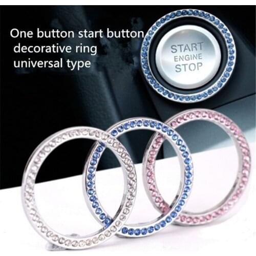 Car one button start button decorative ring hand inlaid with diamond crystal ignition ring stick decorative ring automobile