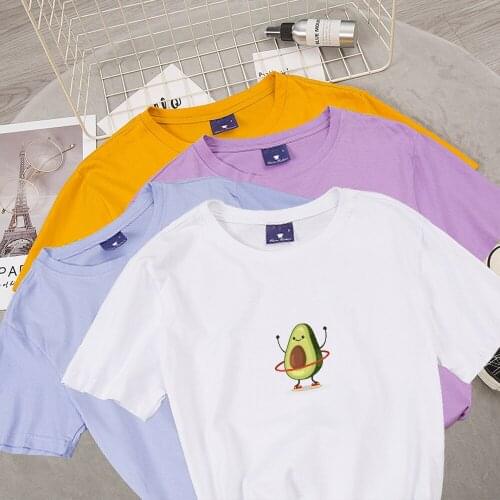 Womens Kawaii Cartoon T Shirt Vegan Love Sports Avocado Short Sleeve Casual T-shirt Women Summer Tee K Pop Harajuku T-shirt