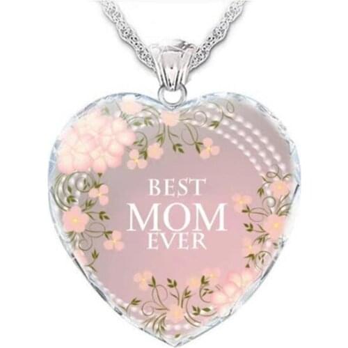 Exquisite fashion heart-shaped glass flower pattern necklace ladies pendant trend luxury simple all-match popular jewelry gift