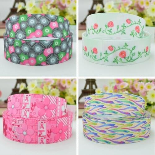 10 Yards 22mm 7/8" Pretty Flowers Girls Printed grosgrain ribbon hair bow Headwear DIY hair accessories retail B0929