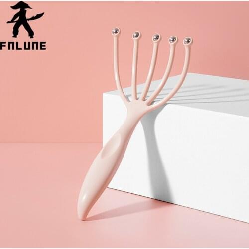 FnLune Rake For Head Massage Masazer Do Glowy Scalp Massager Steel Ball Head Massage Relaxation Five Finger Massager For Head