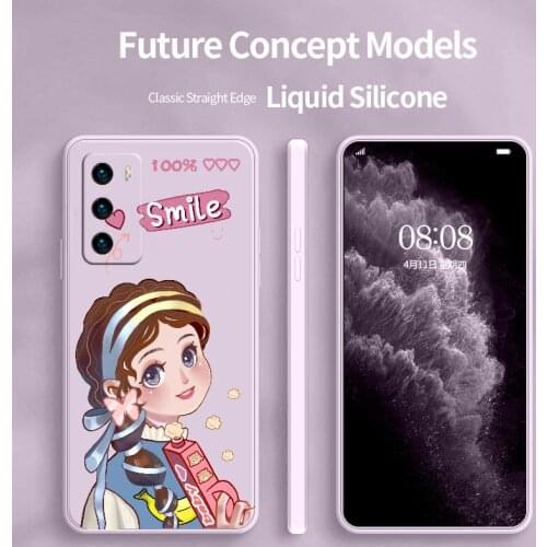 Trendy Girl Phone Case For Huawei P40 P40Lite P30 P20 Mate 40 40Pro 30 20 Pro Lite P Smart 2021 Y7a Liquid Silicone Cover