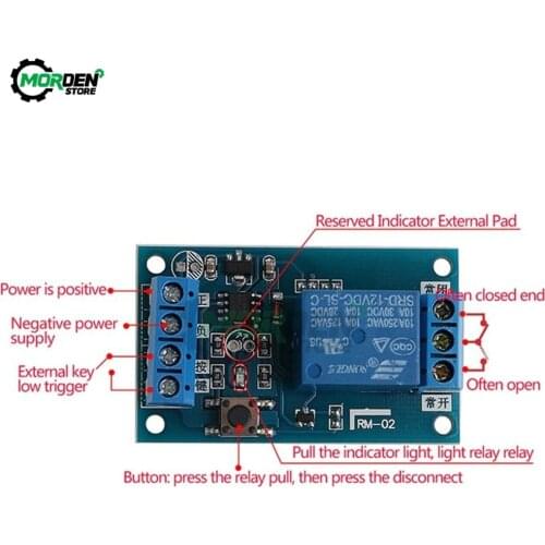 Bistable Relay Module 5V/12V /24V Single Button Relay Module One Modification Start-Stop Self locking Car Modification Switch