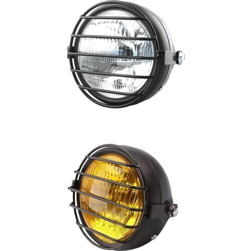 Motorcycle Retro Headlight Head Lamp with Grill Cover for GN125 CG125