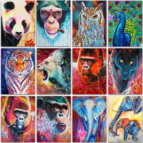 5D Diamond Painting Kit Cartoon animal orangutan peacock lion tiger panda Full Square&Round embroidery mosaic Cross stitch Paint