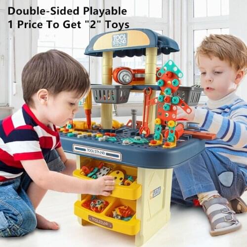 Childrens Simulation Repair Toolbox Electric Drill Repair Play House Toys Double-Sided Usable Screw Tool Table Childrens Toys