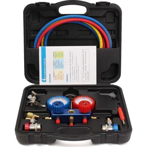 Car Air Conditioning Pressure Manifold Gauge Hose Kit for R134A R12 R22 R502 Refrigerant Pressure Gauge Set with Storage Box