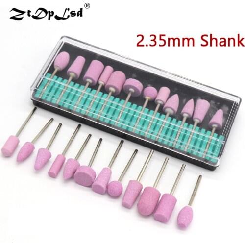 12PCS Quartz Scrubs Stone Polishing Grinding Head Nail Drill Bits Kits Electric Points Machine Art Tools Ceramic Bit Nozzle