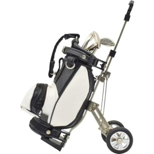 2021 New Golf Pens with Golf Bag Holder Novelty Gifts with 3 Pcs Aluminum Pen Office Desk Golf Bag Pencil Holder