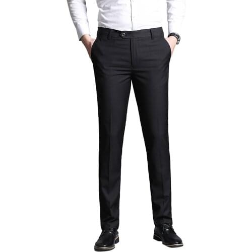 New Suit Pants Men Business Trousers Classic Male Dress Pant Full Length Fashion Pant Grey Black Casual Mens Dress Suit Trousers